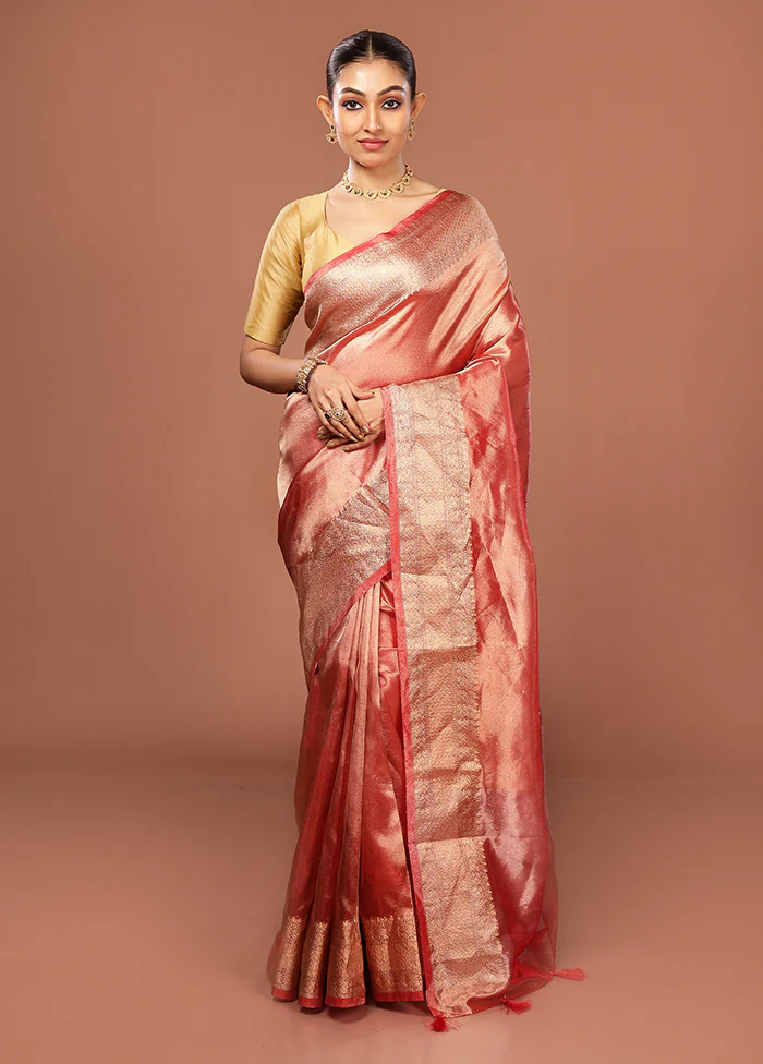 Pink Tissue Silk Saree With Blouse Piece - Image 2