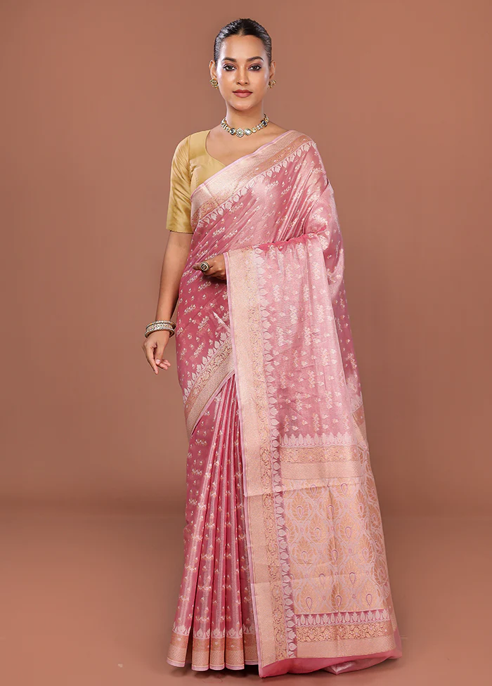Pink Tissue Silk Saree With Blouse Piece - Image 2