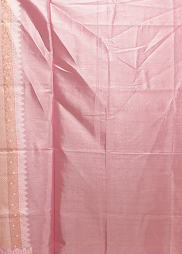 Pink Tissue Silk Saree With Blouse Piece - Image 5