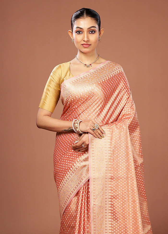 Pink Tissue Silk Saree With Blouse Piece