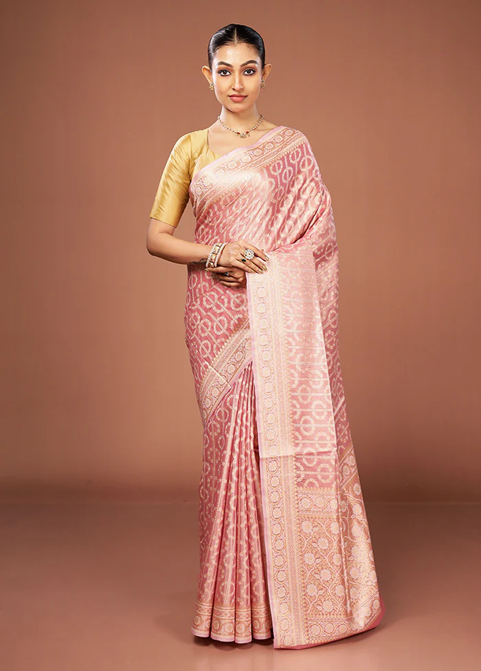 Pink Tissue Silk Saree With Blouse Piece - Image 2