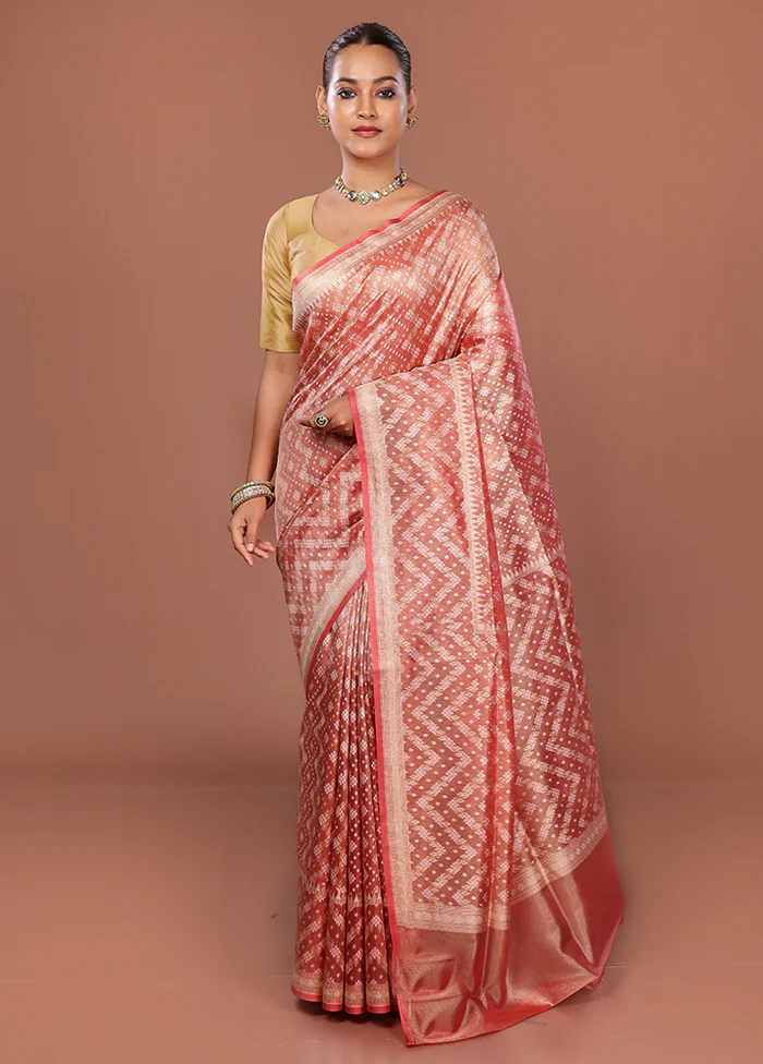Pink Tissue Silk Saree With Blouse Piece - Image 2