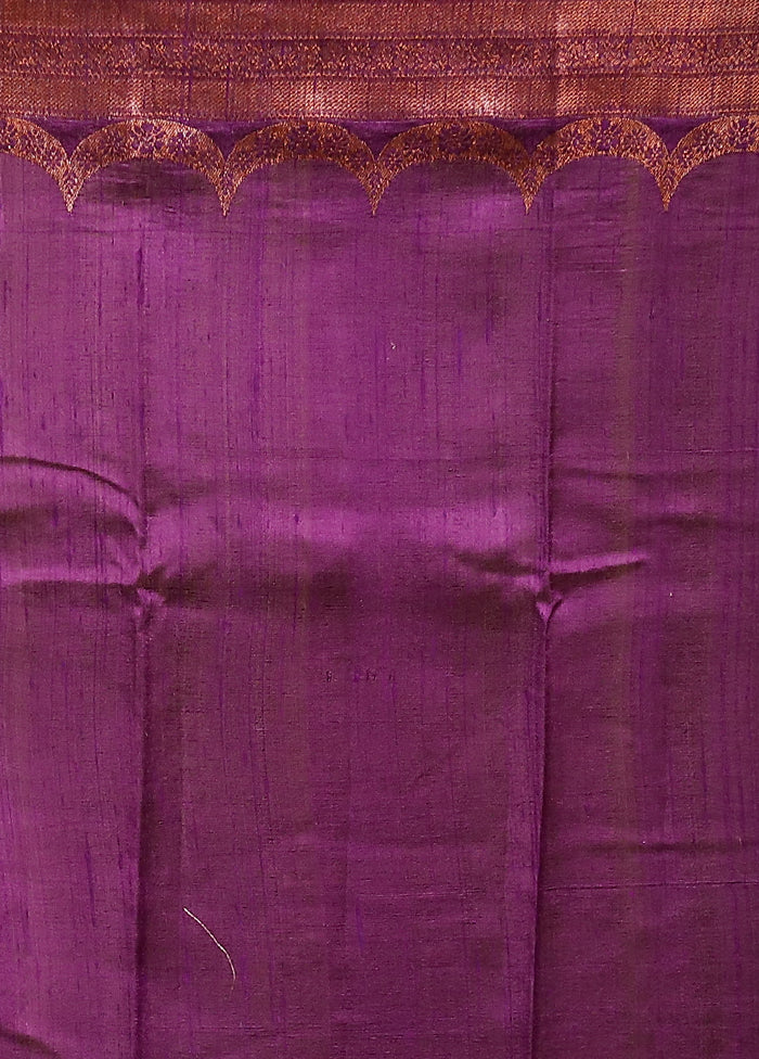 Pink Tussar Pure Silk Saree With Blouse Piece - Image 5