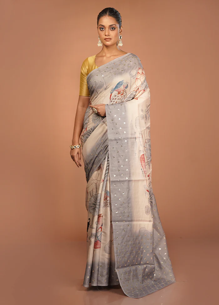 Pink Tussar Silk Saree With Blouse Piece - Image 2