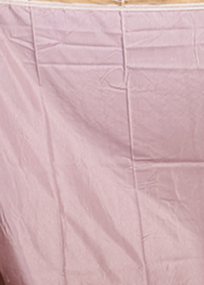 Pink Tussar Silk Saree With Blouse Piece - Image 5