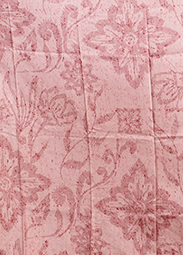 Pink Tussar Silk Saree With Blouse Piece - Image 5