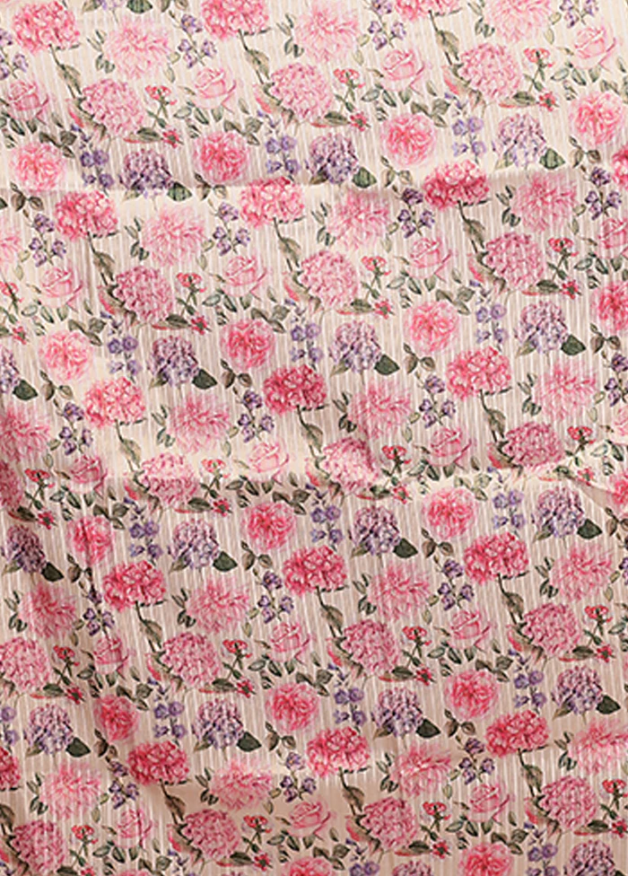 Pink Tussar Silk Saree With Blouse Piece - Image 5