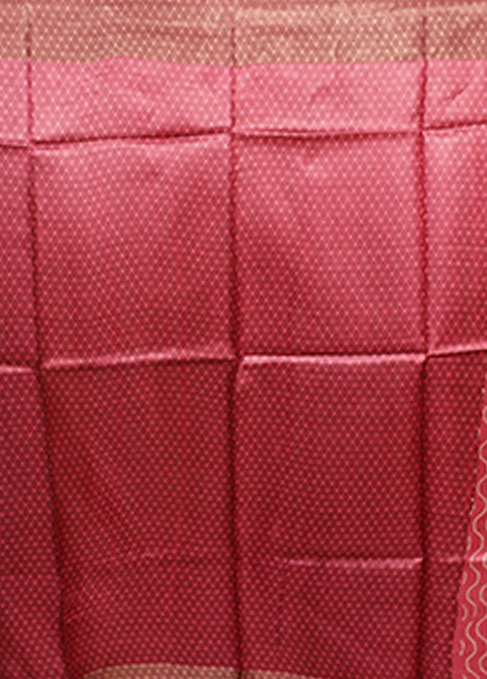 Pink Tussar Silk Saree With Blouse Piece - Image 5