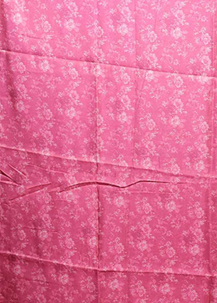 Pink Tussar Silk Saree With Blouse Piece - Image 5