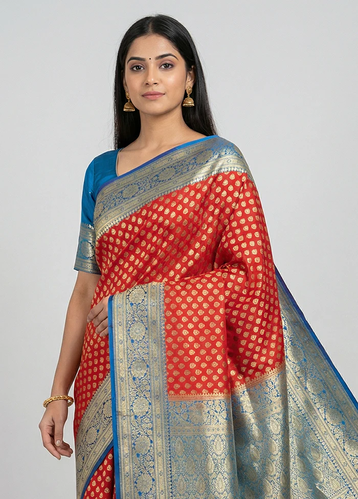 Pink Uppada Silk Saree With Blouse Piece - Image 2