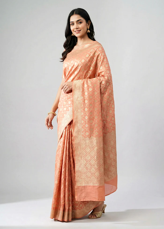Pink Uppada Silk Saree With Blouse Piece