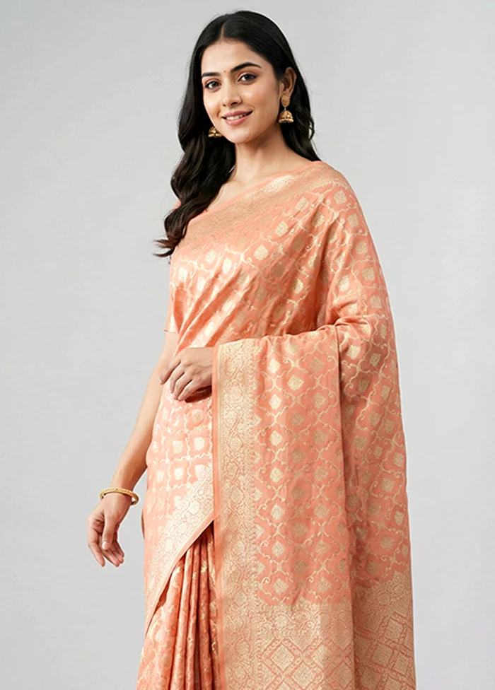 Pink Uppada Silk Saree With Blouse Piece - Image 2