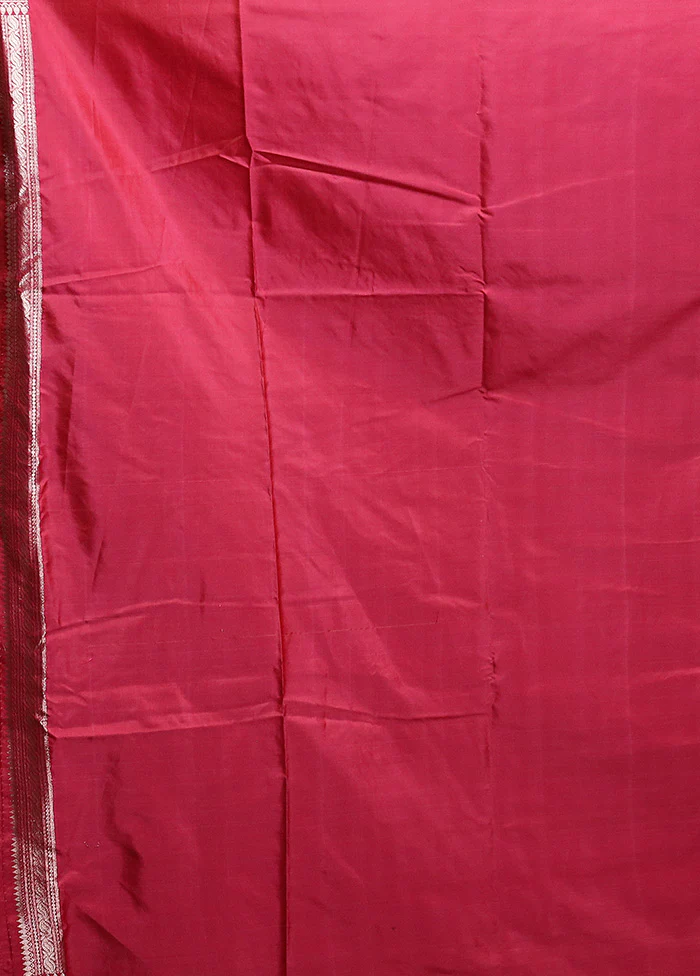 Pink Uppada Silk Saree With Blouse Piece - Image 5