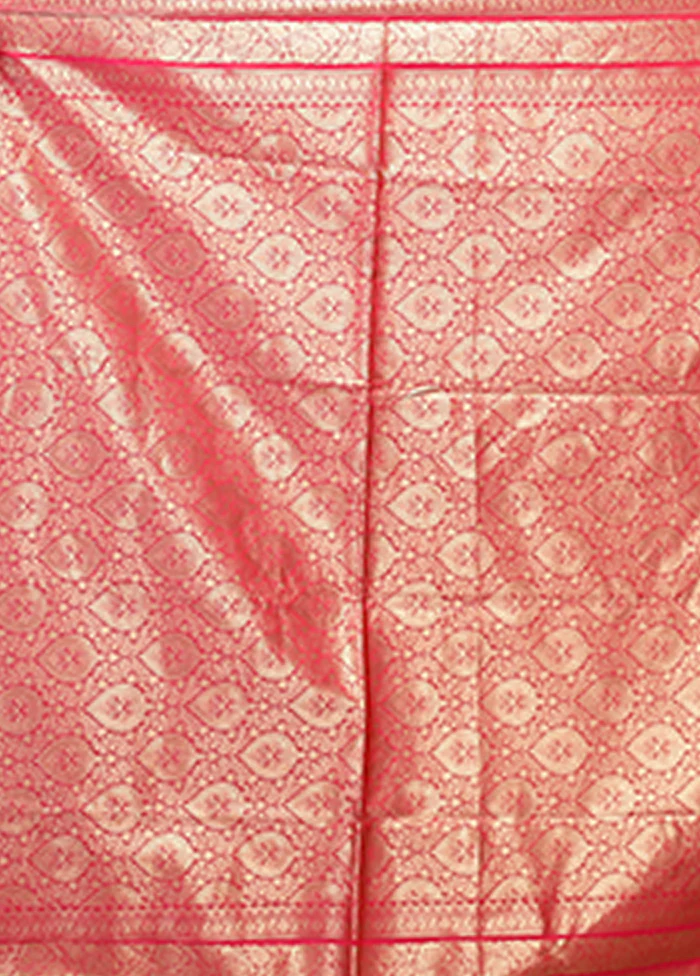 Pink Uppada Silk Saree With Blouse Piece - Image 5