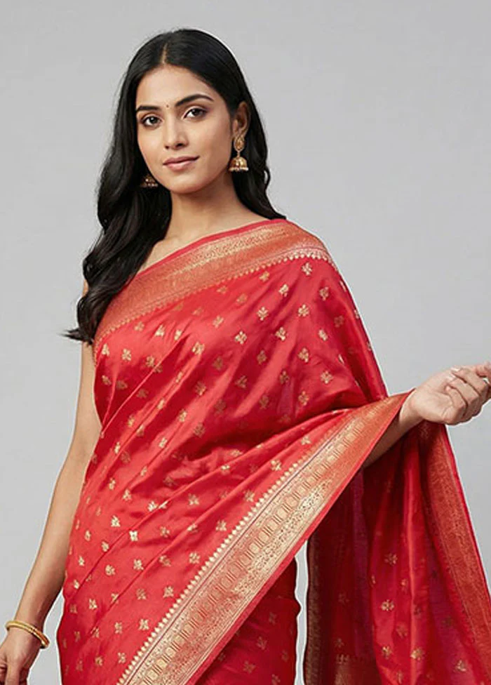 Pink Uppada Silk Saree With Blouse Piece - Image 2