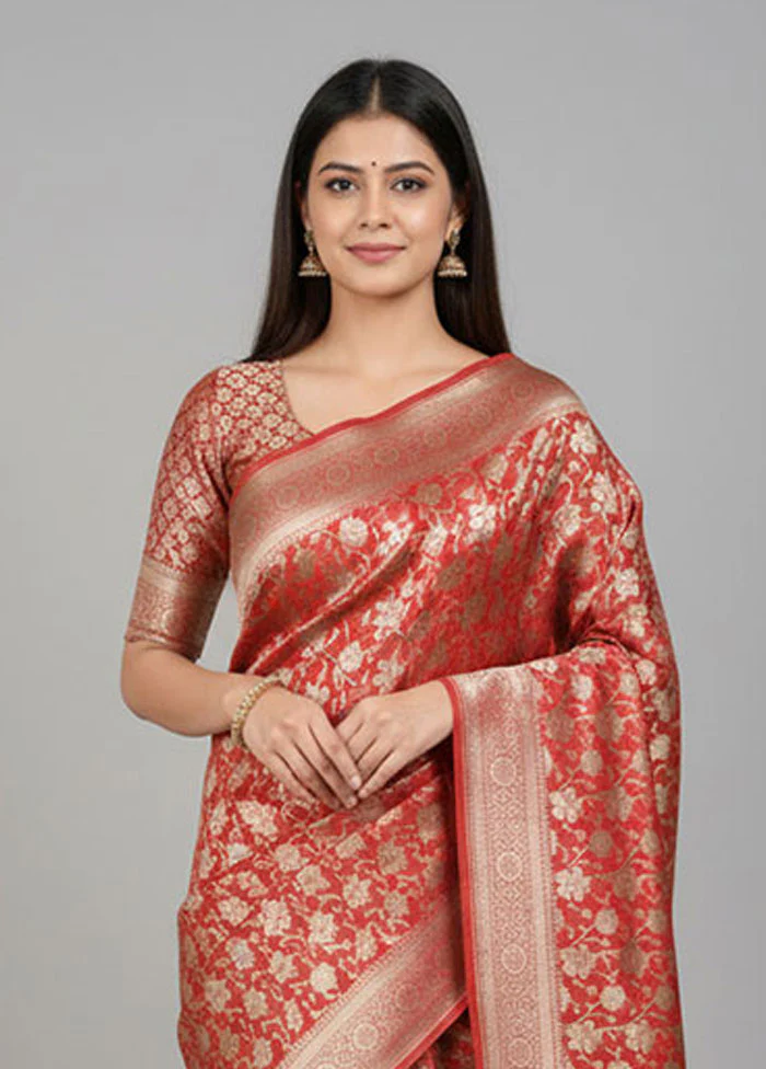 Pink Uppada Silk Saree With Blouse Piece - Image 2