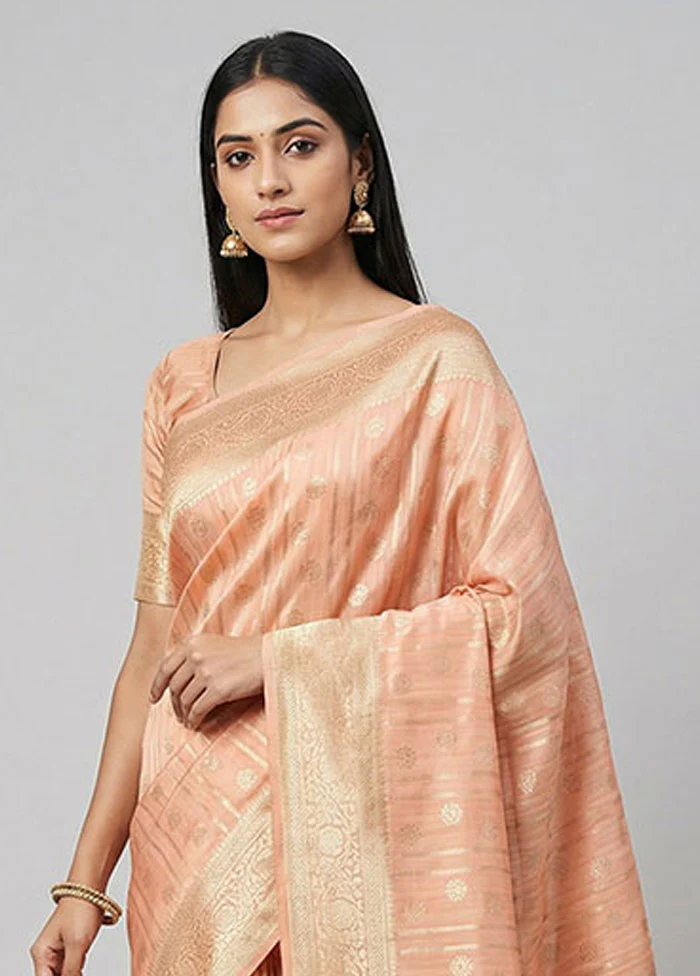 Pink Uppada Silk Saree With Blouse Piece - Image 2