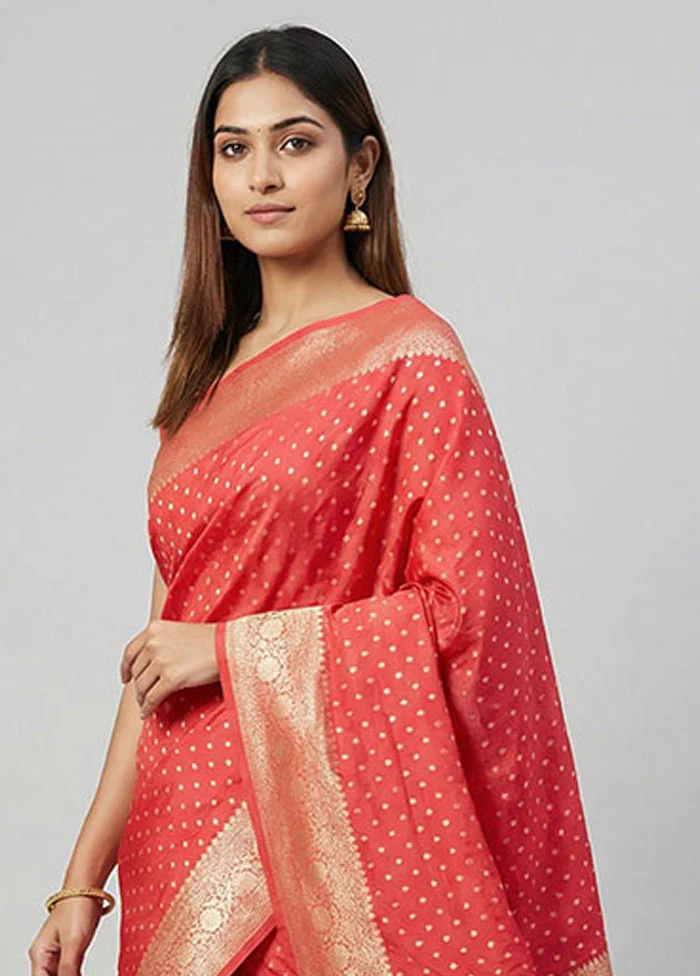 Pink Uppada Silk Saree With Blouse Piece - Image 2