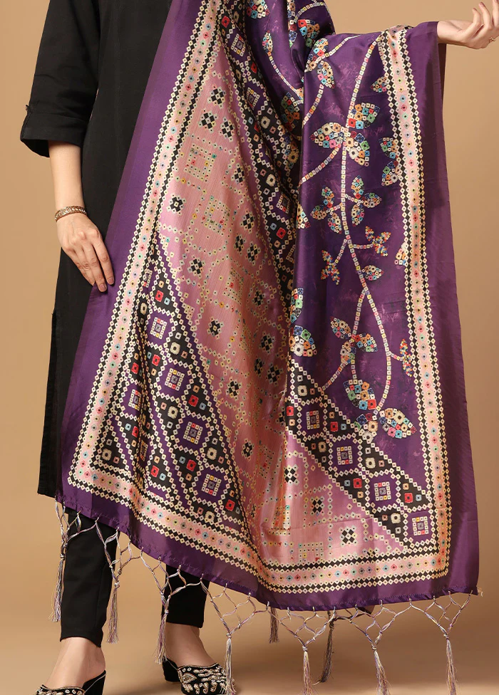 Purple Art Silk Dupatta - Image 3