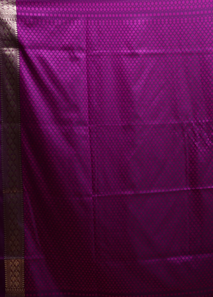 Purple Banarasi Silk Saree With Blouse Piece - Image 5