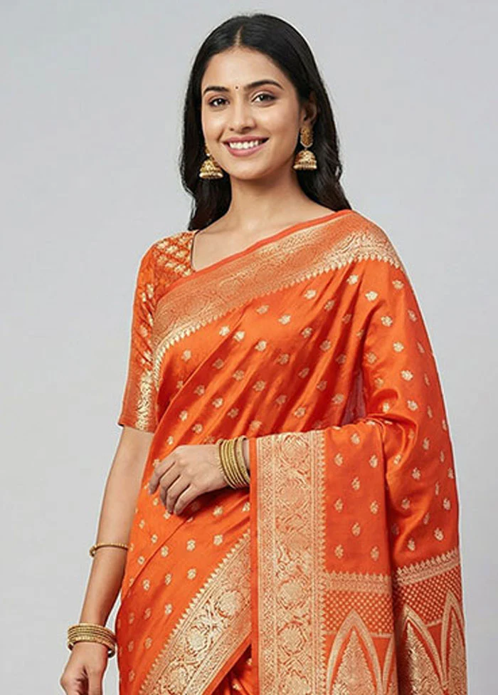 Purple Banarasi Silk Saree With Blouse Piece - Image 2