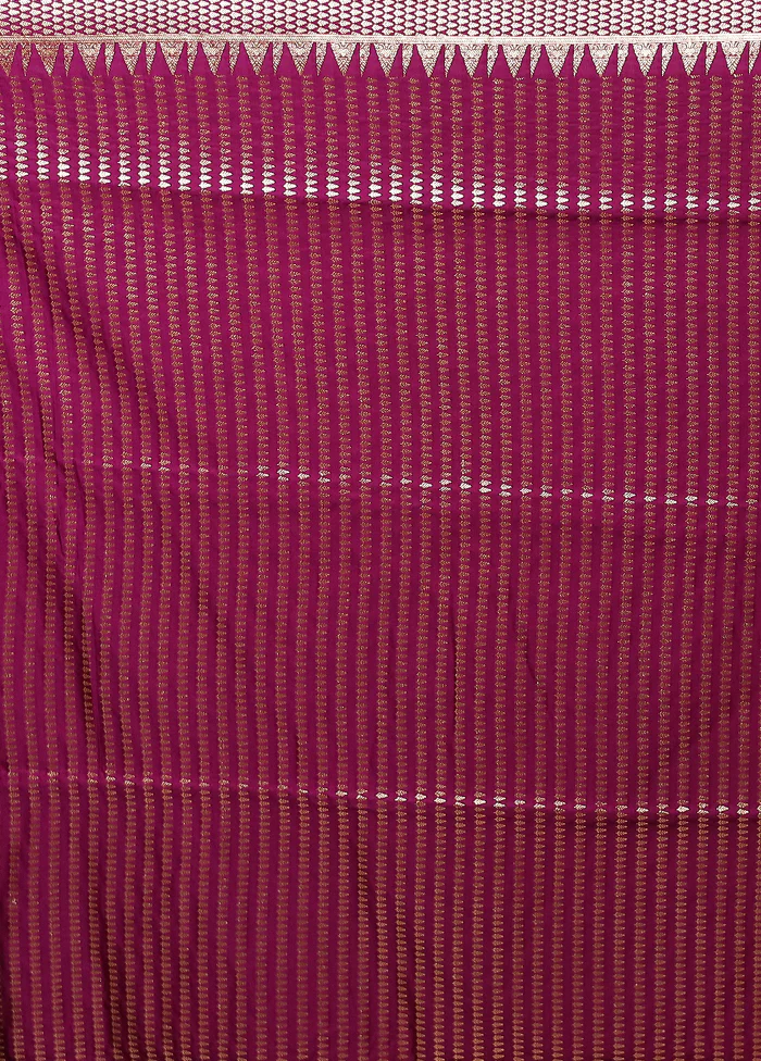 Purple Banarasi Silk Saree With Blouse Piece - Image 5