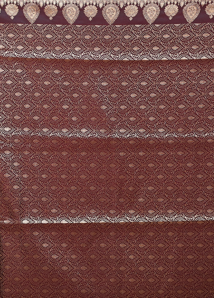 Purple Banarasi Silk Saree With Blouse Piece - Image 5