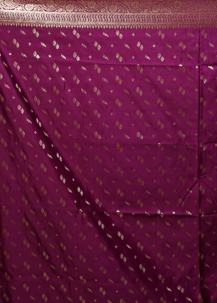 Purple Banarasi Silk Saree With Blouse Piece - Image 5