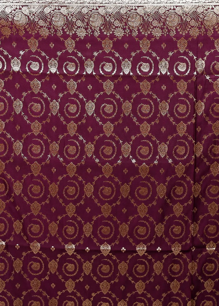 Purple Banarasi Silk Saree With Blouse Piece - Image 5