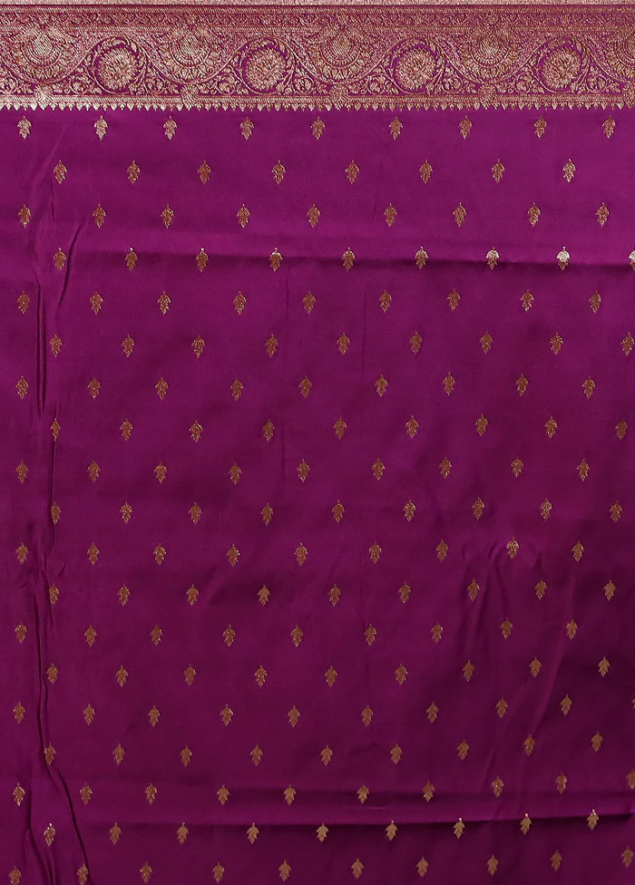 Purple Banarasi Silk Saree With Blouse Piece - Image 5