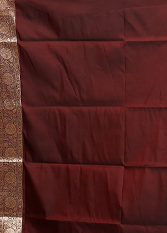 Maroon Banarasi Silk Saree With Blouse Piece - Image 5