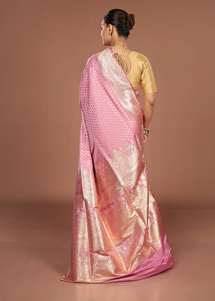 Purple Banarasi Silk Saree With Blouse Piece - Image 3