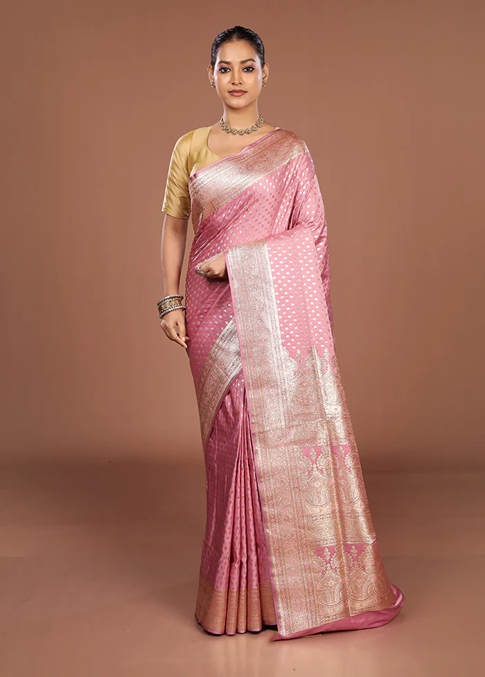 Purple Banarasi Silk Saree With Blouse Piece - Image 2