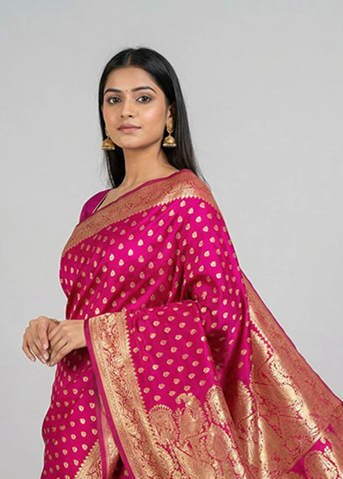 Purple Banarasi Silk Saree With Blouse Piece - Image 2