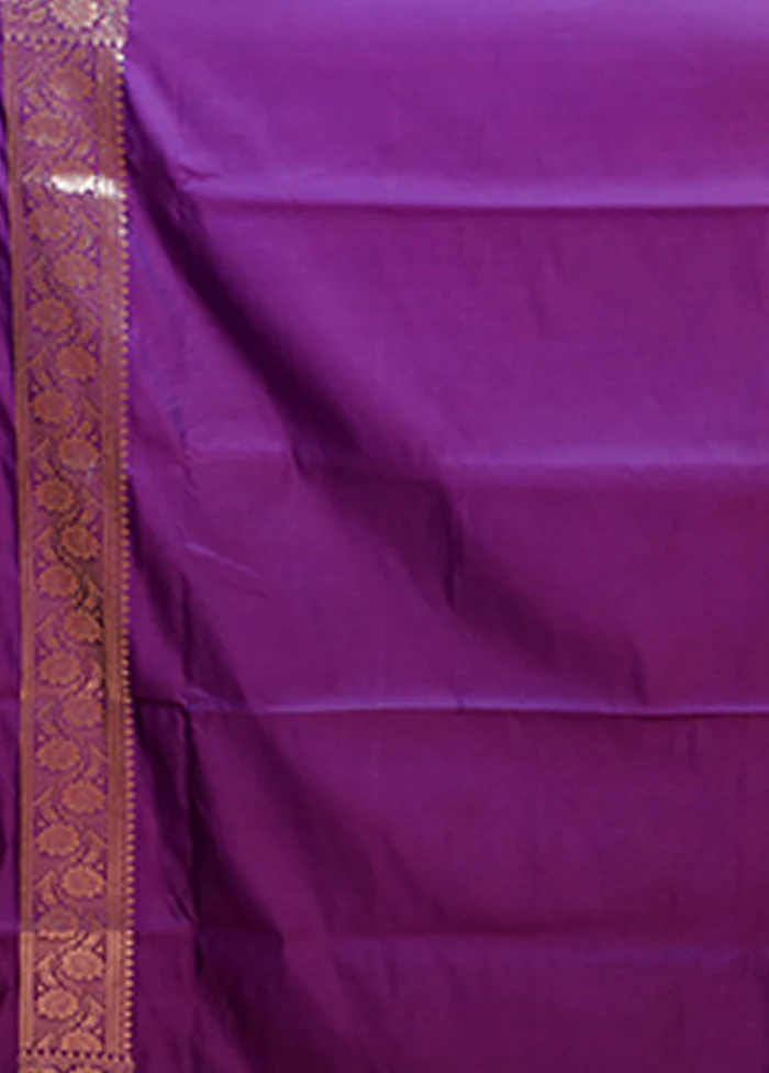 Purple Banarasi Silk Saree With Blouse Piece - Image 5