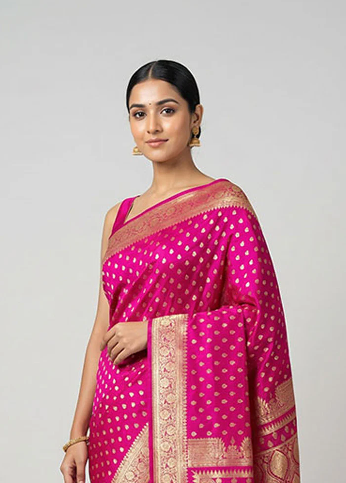 Purple Banarasi Silk Saree With Blouse Piece - Image 2