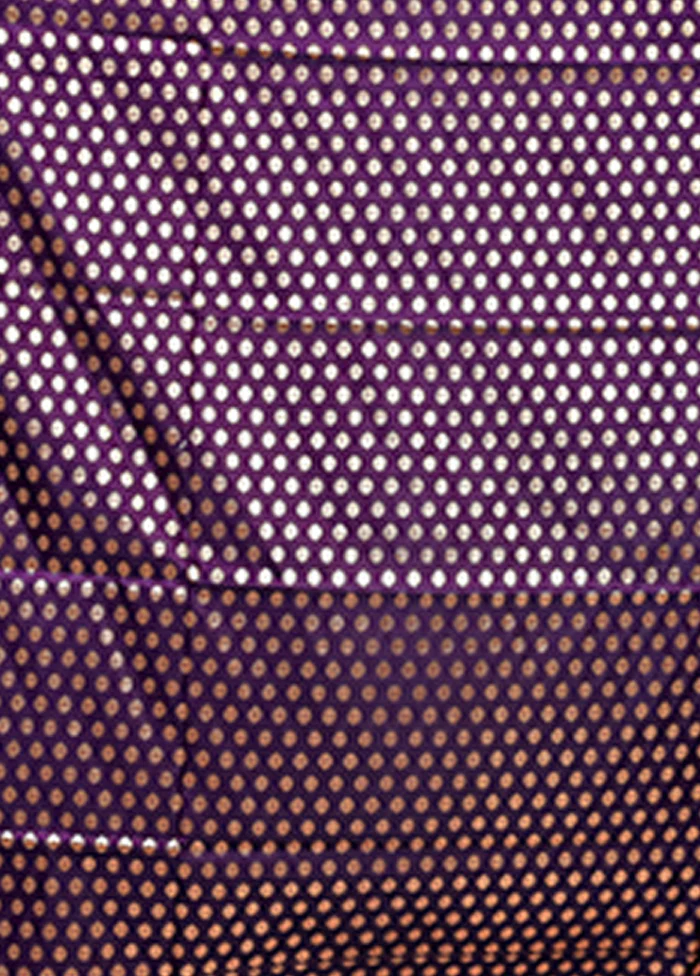 Purple Banarasi Silk Saree With Blouse Piece - Image 5