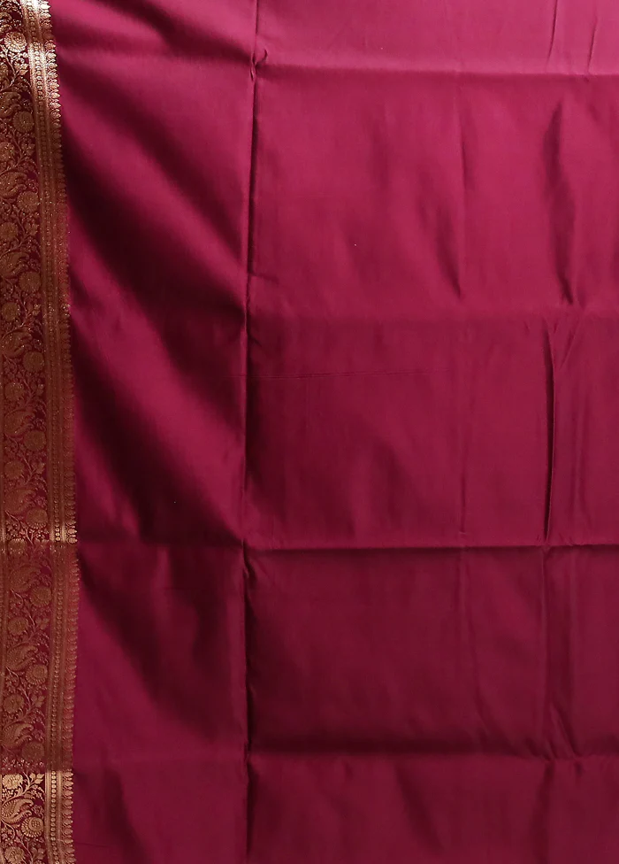 Purple Banarasi Silk Saree With Blouse Piece - Image 5