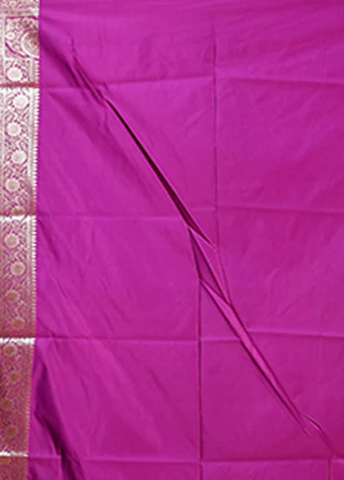 Purple Banarasi Silk Saree With Blouse Piece - Image 5