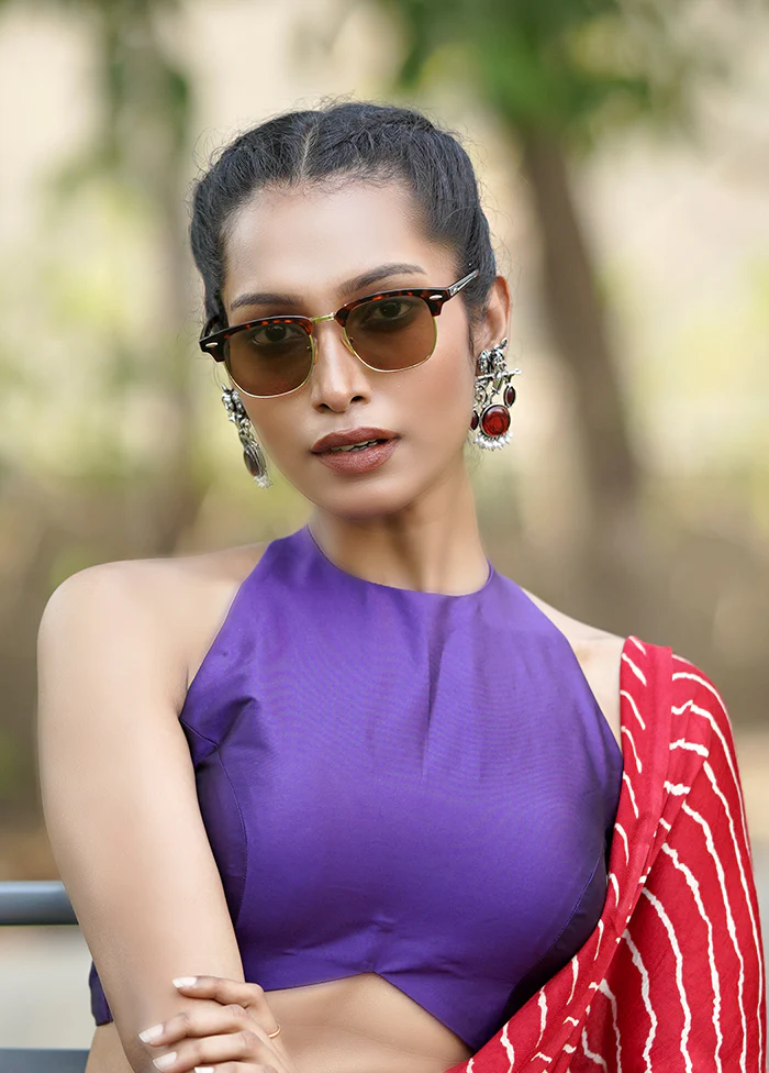 Purple Blended Silk Designer Blouse - Image 3