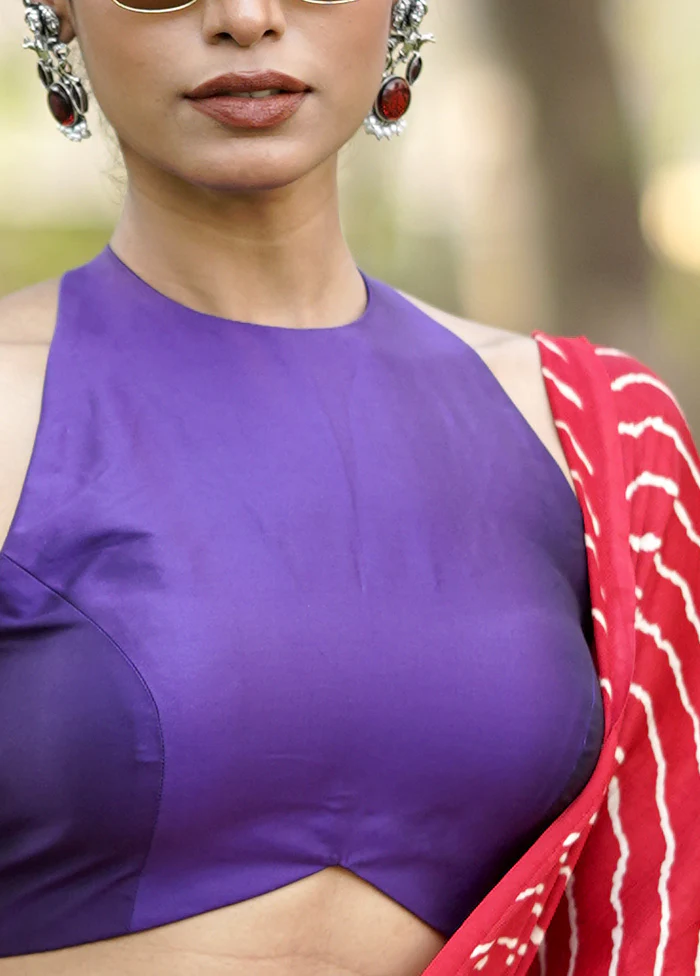 Purple Blended Silk Designer Blouse - Image 4