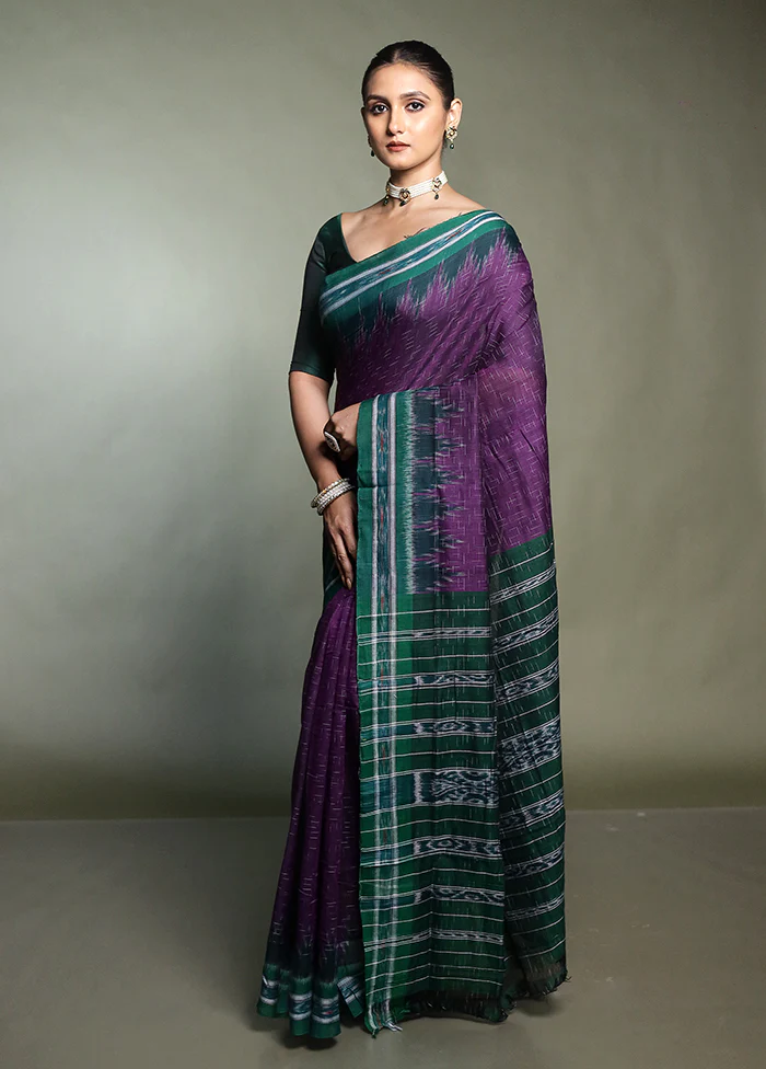 Purple Bomkai Silk Saree Without Blouse Piece - Image 4