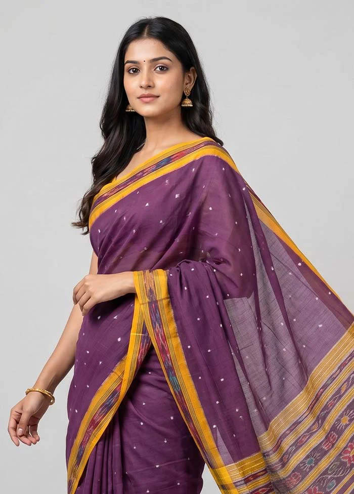 Purple Bomkai Silk Saree Without Blouse Piece - Image 2