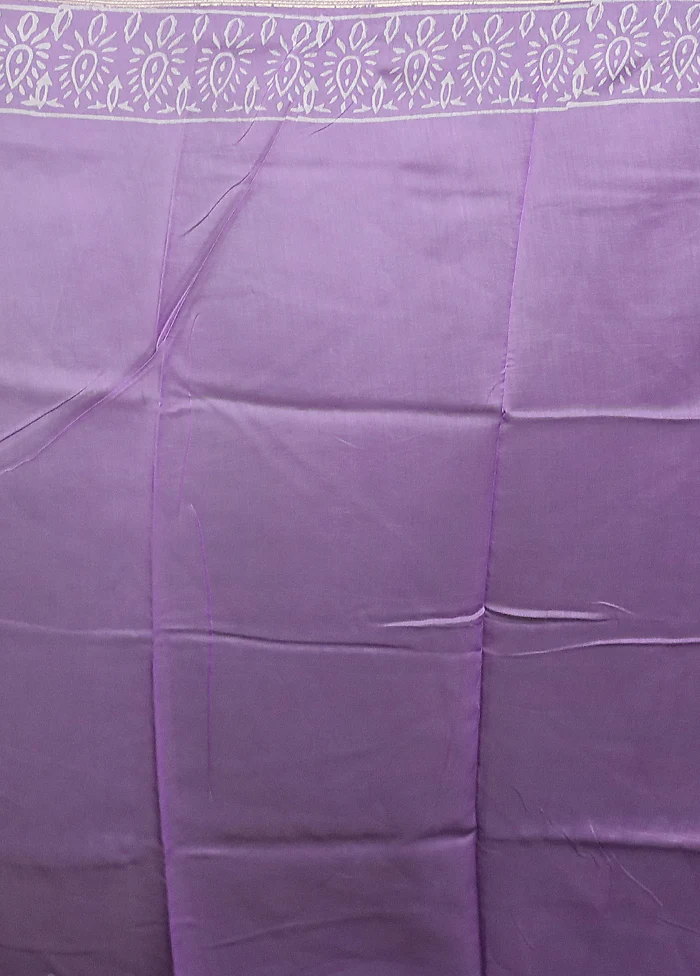 Purple Chanderi Cotton Saree With Blouse Piece - Image 5