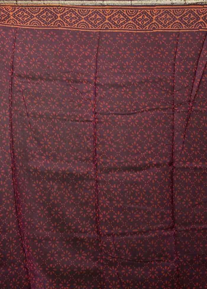 Purple Chanderi Cotton Saree With Blouse Piece - Image 5