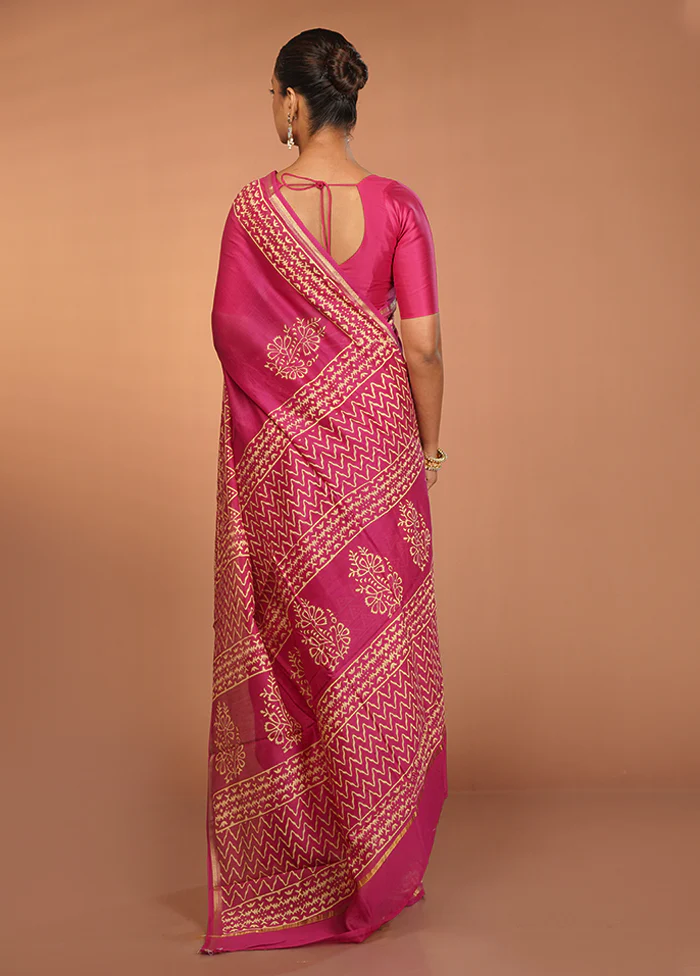 Purple Chanderi Silk Saree With Blouse Piece - Image 3