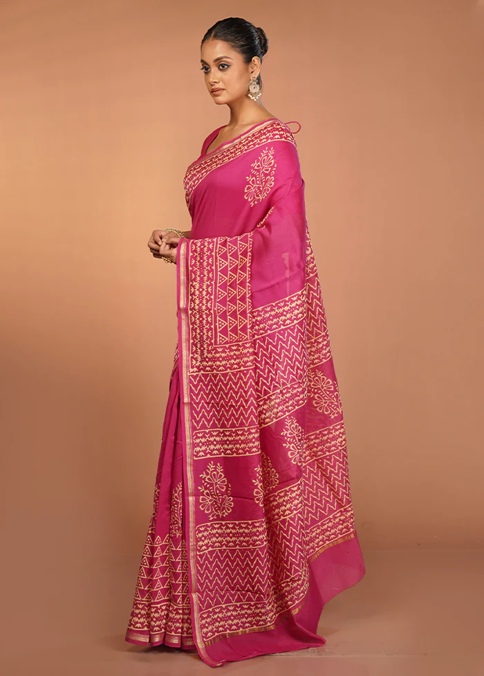 Purple Chanderi Silk Saree With Blouse Piece - Image 4