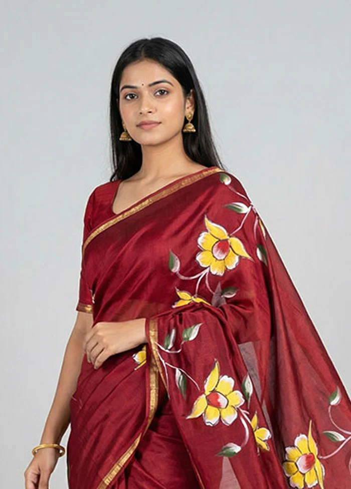 Purple Chanderi Silk Saree With Blouse Piece - Image 2