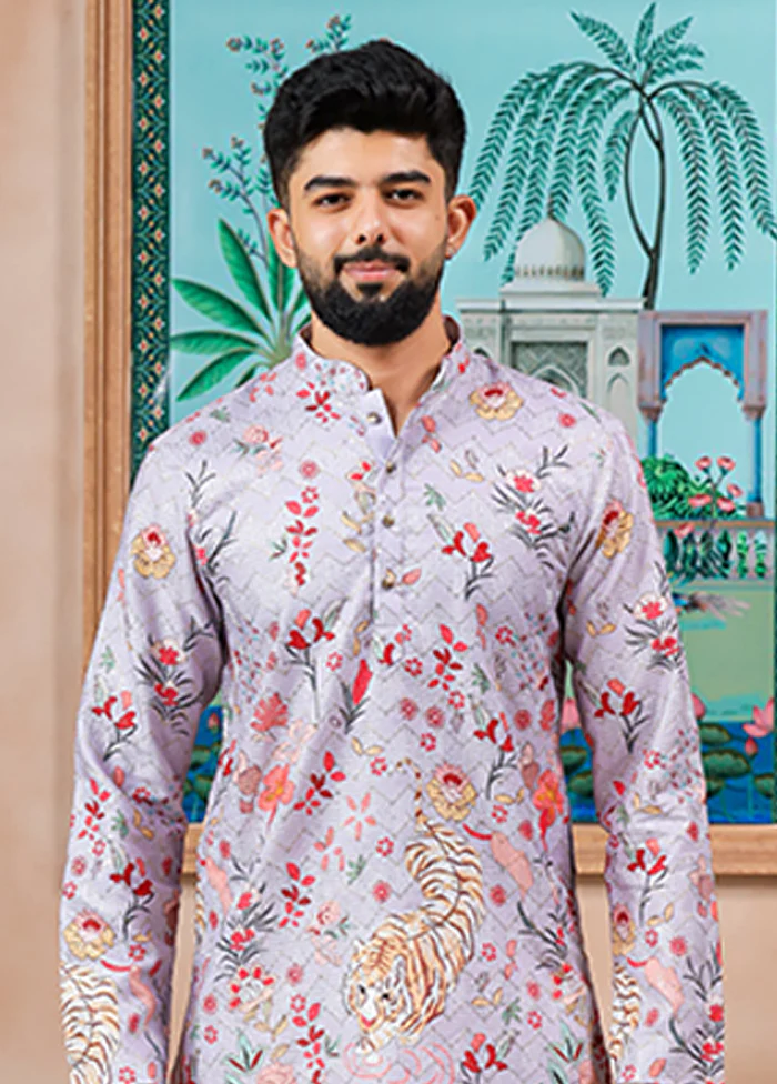 Purple Cotton Kurta & Pajama Set - Image 2