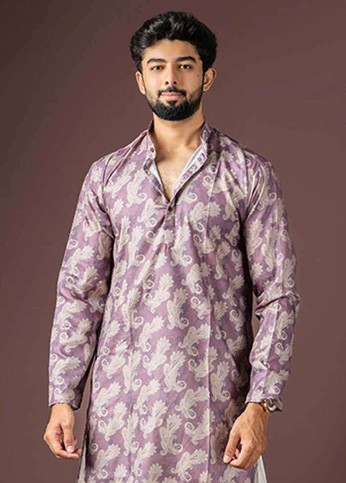 Purple Cotton Kurta & Pajama Set - Image 2